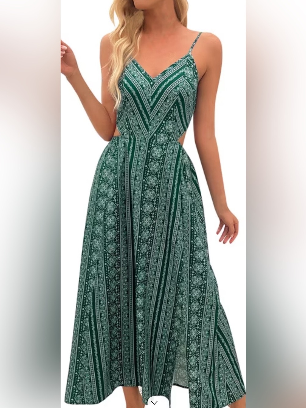 Green Patterned Maxi Dress - Women